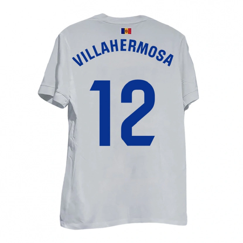 Danxen Mænd Dani Villahermosa #12 Hvid Blå Gul Udebane Spillertrøjer 2025/26 Trøje T-Shirt