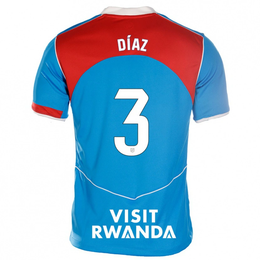 Danxen Mænd Julio Díaz #3 Blå Hvid Tredje Sæt Spillertrøjer 2025/26 Trøje T-Shirt