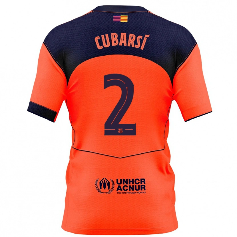 Danxen Mænd Pau Cubarsí #2 Orange Navy Tredje Sæt Spillertrøjer 2025/26 Trøje T-Shirt