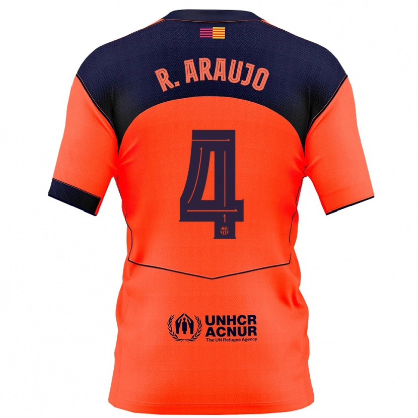 Danxen Mænd Ronald Araujo #4 Orange Navy Tredje Sæt Spillertrøjer 2025/26 Trøje T-Shirt