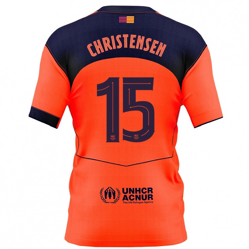 Danxen Mænd Andreas Christensen #15 Orange Navy Tredje Sæt Spillertrøjer 2025/26 Trøje T-Shirt