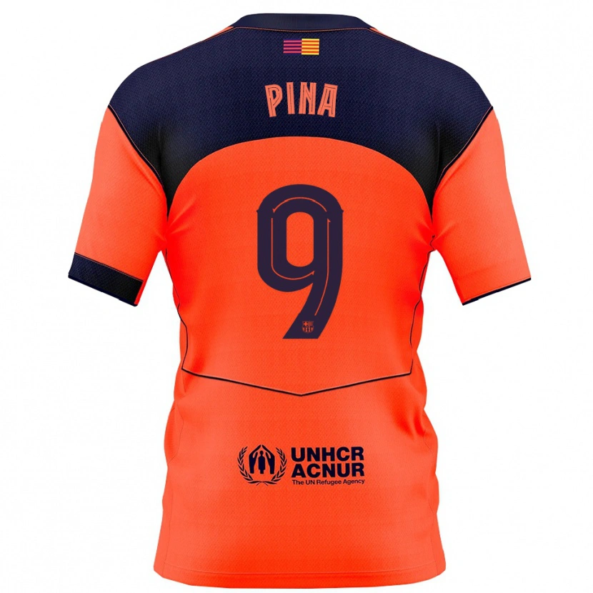 Danxen Mænd Claudia Pina Medina #9 Orange Navy Tredje Sæt Spillertrøjer 2025/26 Trøje T-Shirt