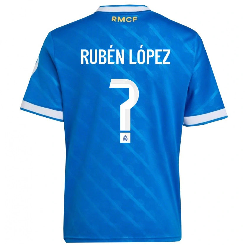 Danxen Mænd Rubén López #0 Blå Hvid Tredje Sæt Spillertrøjer 2025/26 Trøje T-Shirt