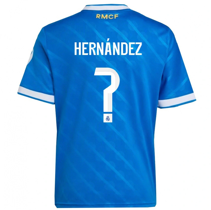 Danxen Mænd Enaitz Hernández #0 Blå Hvid Tredje Sæt Spillertrøjer 2025/26 Trøje T-Shirt