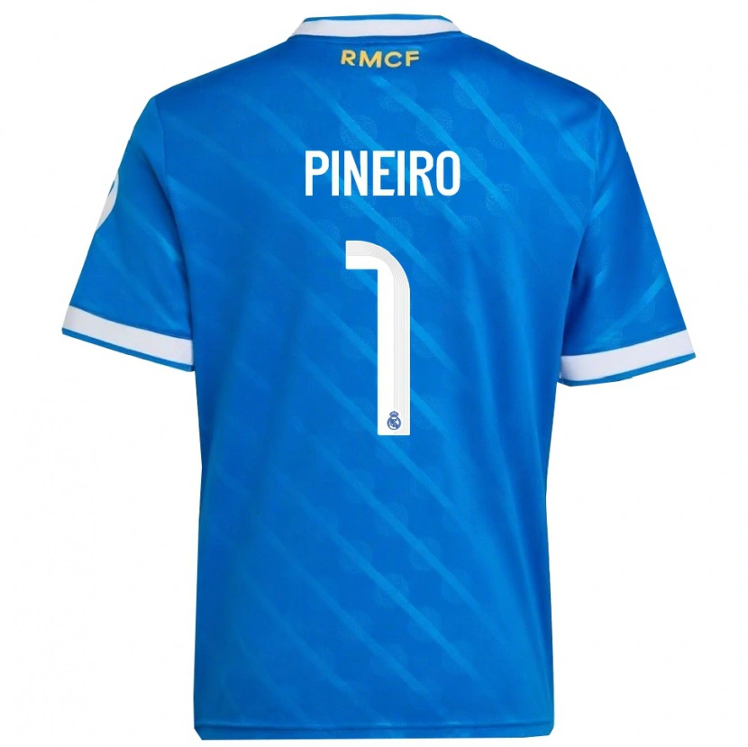 Danxen Mænd Diego Pineiro #1 Blå Hvid Tredje Sæt Spillertrøjer 2025/26 Trøje T-Shirt