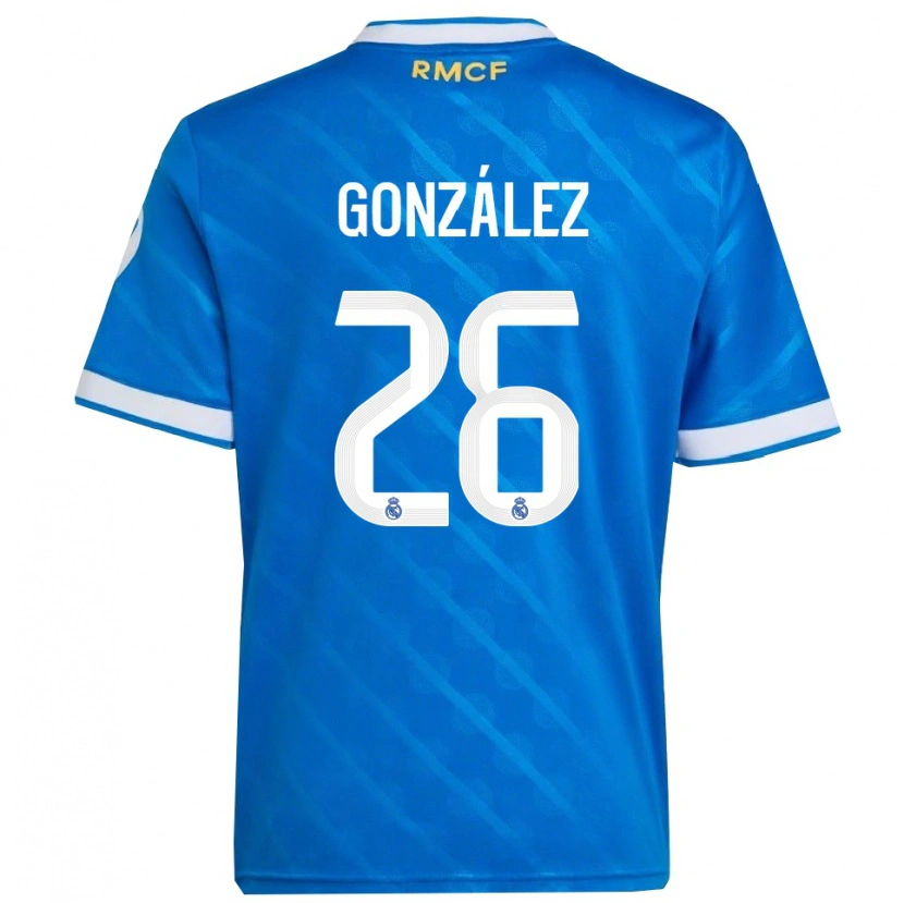 Danxen Mænd Fran González #26 Blå Hvid Tredje Sæt Spillertrøjer 2025/26 Trøje T-Shirt
