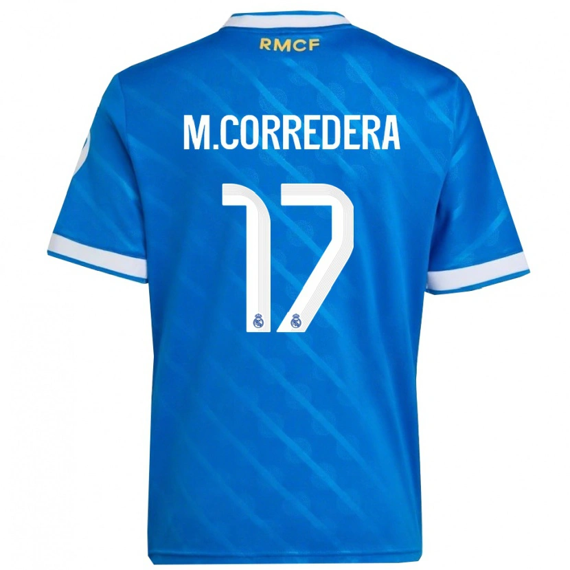 Danxen Mænd Marta Corredera #17 Blå Hvid Tredje Sæt Spillertrøjer 2025/26 Trøje T-Shirt