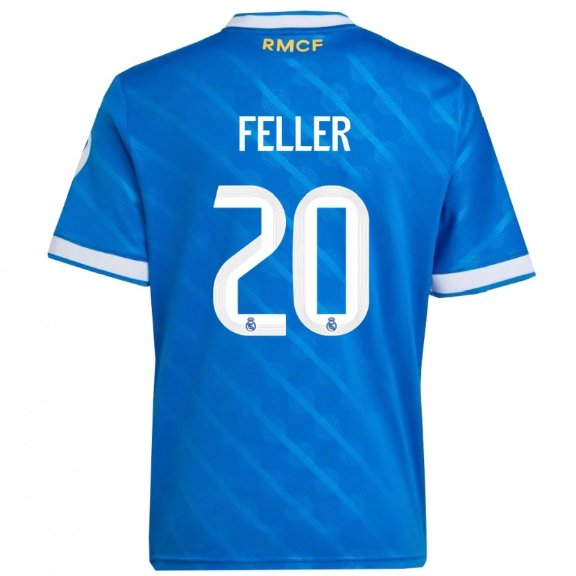 Danxen Mænd Naomie Feller #20 Blå Hvid Tredje Sæt Spillertrøjer 2025/26 Trøje T-Shirt