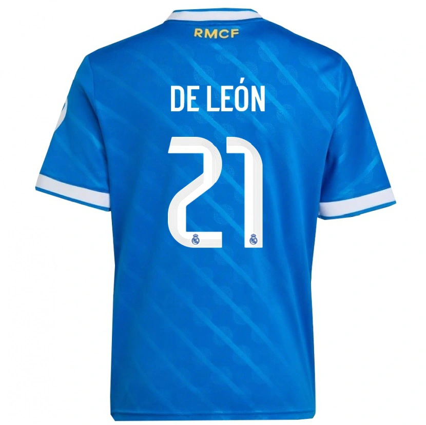 Danxen Mænd Jeremy De León #21 Blå Hvid Tredje Sæt Spillertrøjer 2025/26 Trøje T-Shirt