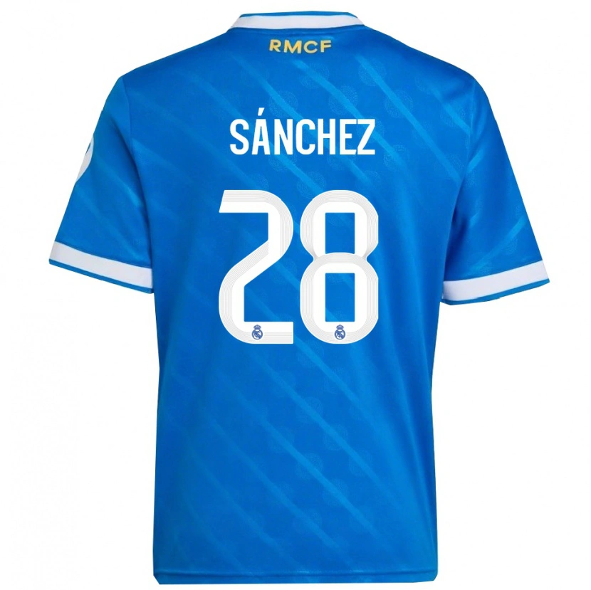 Danxen Mænd Álex Sánchez #28 Blå Hvid Tredje Sæt Spillertrøjer 2025/26 Trøje T-Shirt