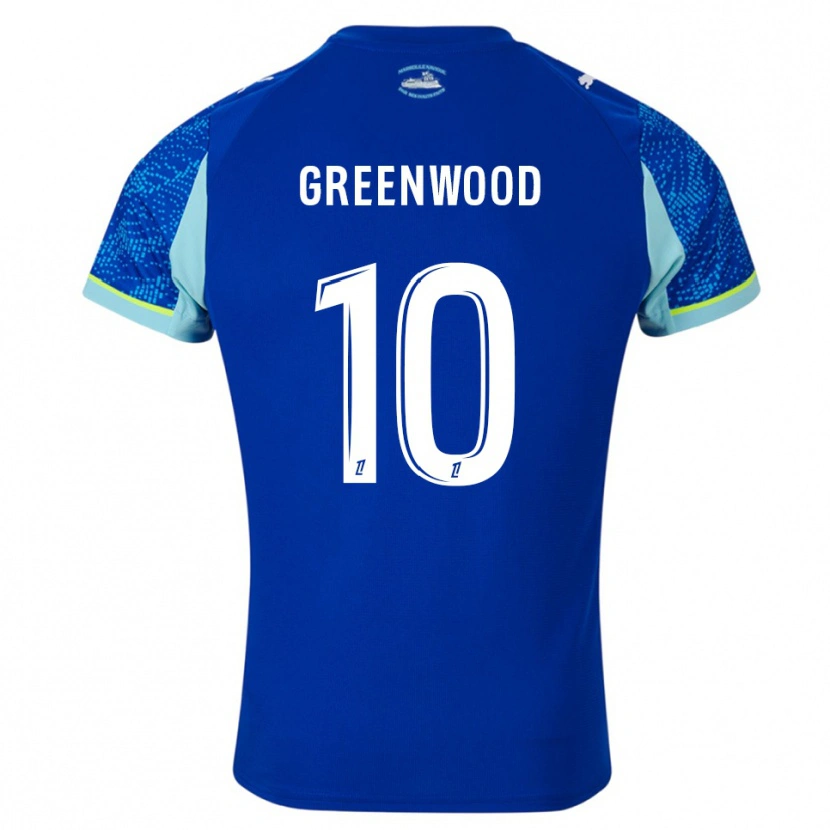Danxen Mænd Mason Greenwood #10 Himmelblå Hvid Tredje Sæt Spillertrøjer 2025/26 Trøje T-Shirt