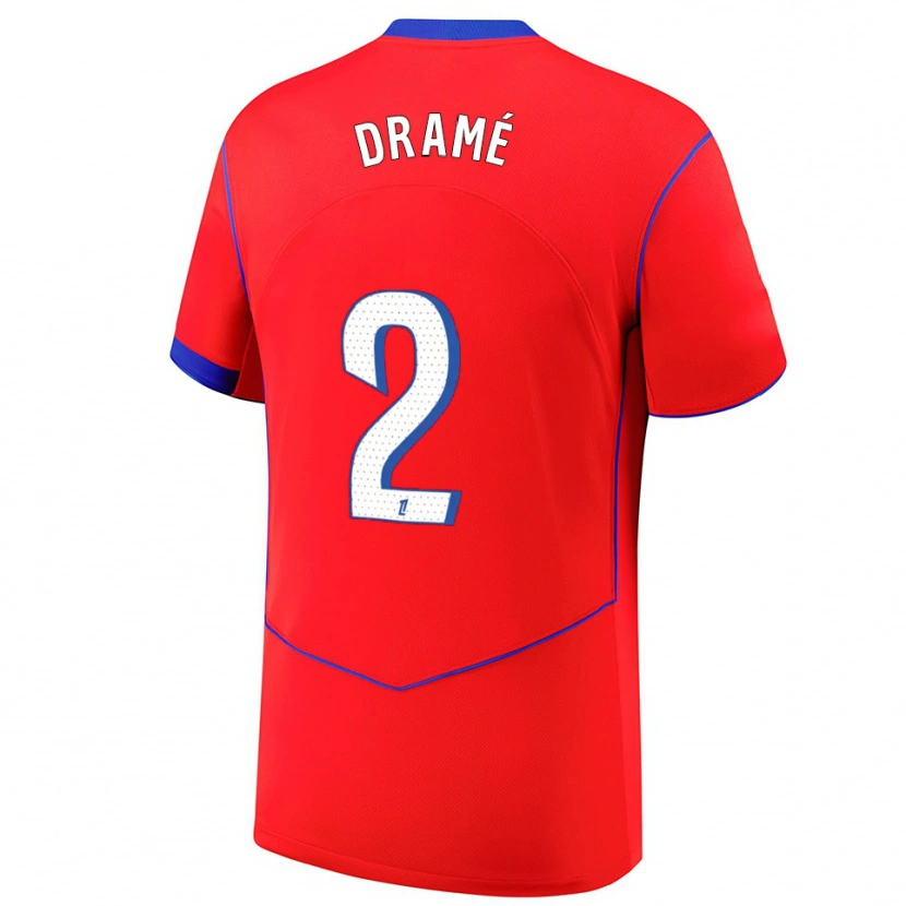 Danxen Mænd Abdou Fanné-Dramé #2 Rød Blå Hvid Tredje Sæt Spillertrøjer 2025/26 Trøje T-Shirt