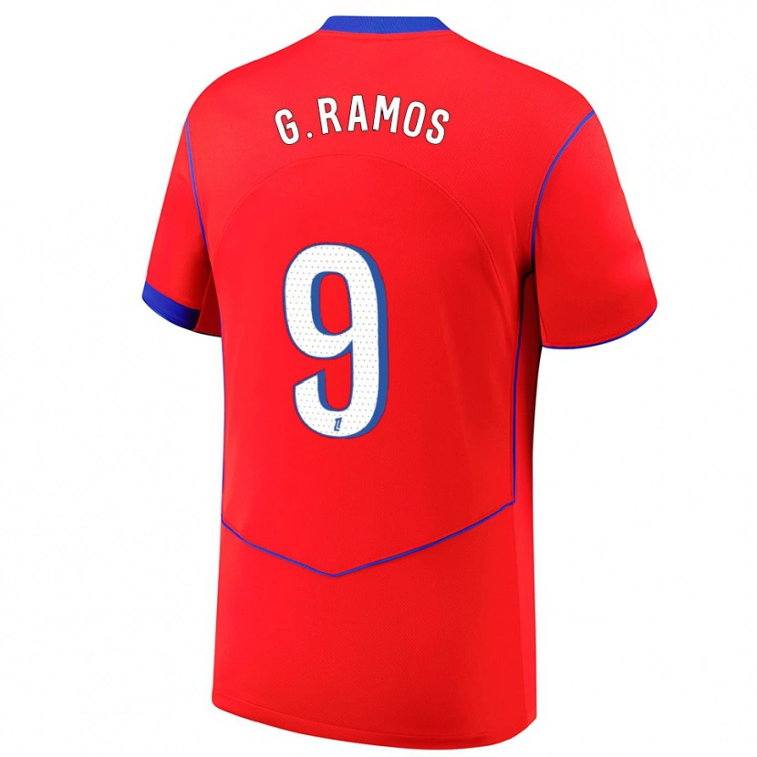 Danxen Mænd Gonçalo Ramos #9 Rød Blå Hvid Tredje Sæt Spillertrøjer 2025/26 Trøje T-Shirt