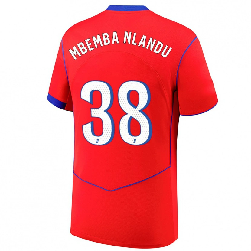 Danxen Mænd Emmanuel Mbemba #38 Rød Blå Hvid Tredje Sæt Spillertrøjer 2025/26 Trøje T-Shirt