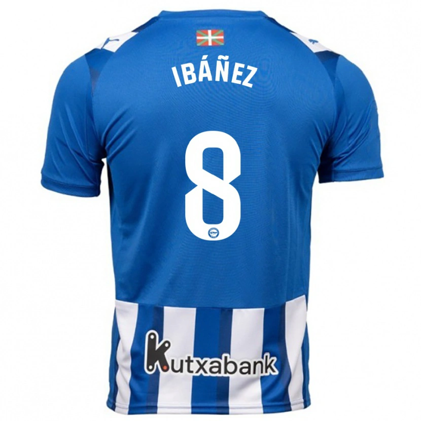 Danxen Kvinder Pablo Ibáñez #8 Blå Hvid Hjemmebane Spillertrøjer 2025/26 Trøje T-Shirt