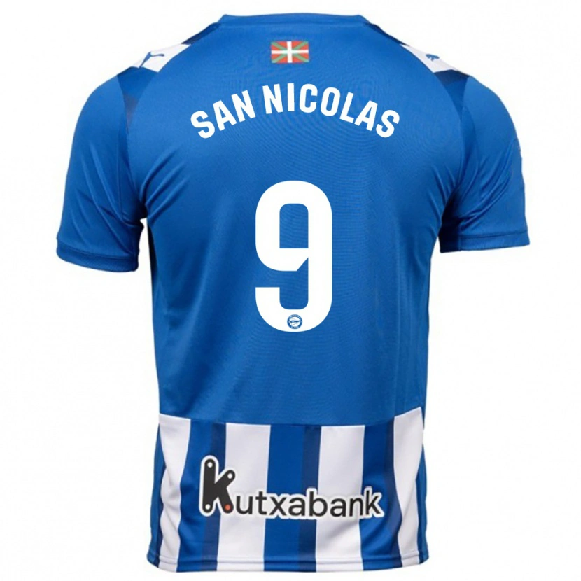Danxen Kvinder Olga San Nicolás #9 Blå Hvid Hjemmebane Spillertrøjer 2025/26 Trøje T-Shirt