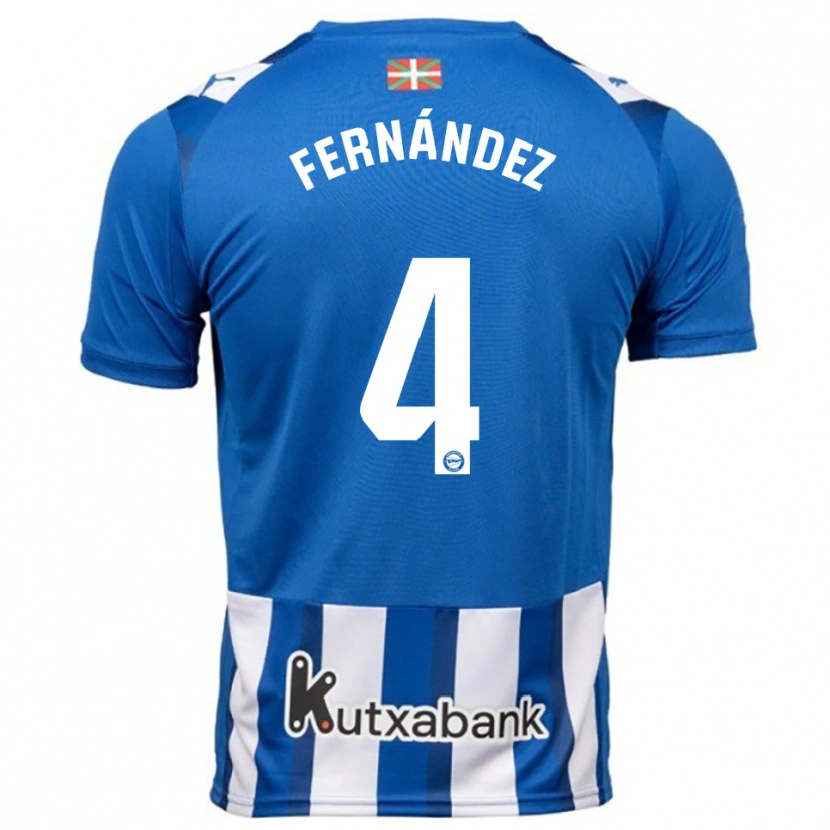 Danxen Kvinder Aritz Fernández #4 Blå Hvid Hjemmebane Spillertrøjer 2025/26 Trøje T-Shirt