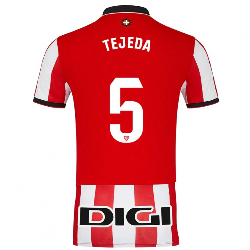 Danxen Kvinder Diego Tejeda #5 Rød Hvid Hjemmebane Spillertrøjer 2025/26 Trøje T-Shirt