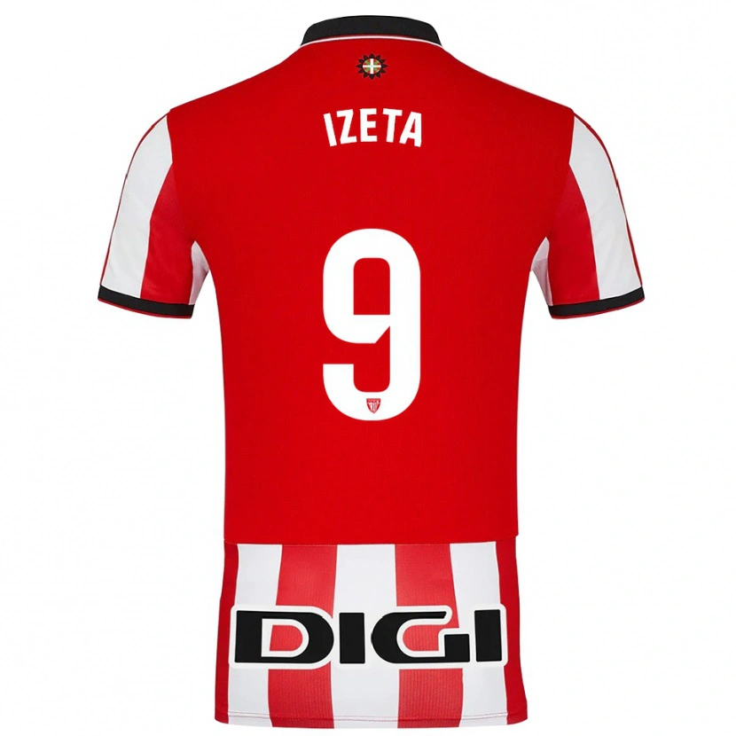 Danxen Kvinder Urko Izeta #9 Rød Hvid Hjemmebane Spillertrøjer 2025/26 Trøje T-Shirt