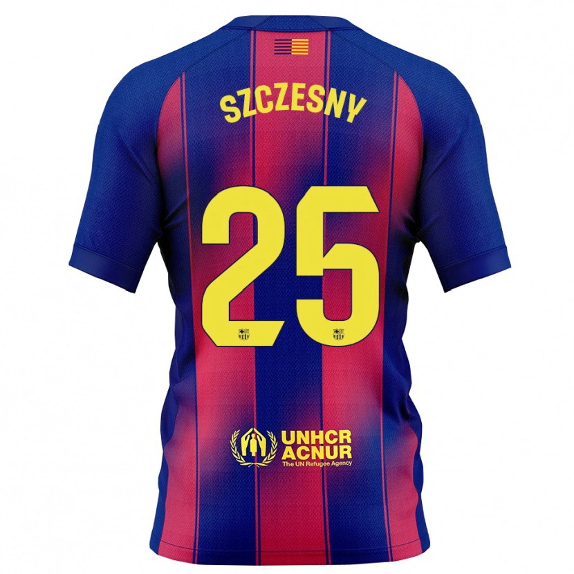 Danxen Kvinder Wojciech Szczesny #25 Blå Rød Hjemmebane Spillertrøjer 2025/26 Trøje T-Shirt