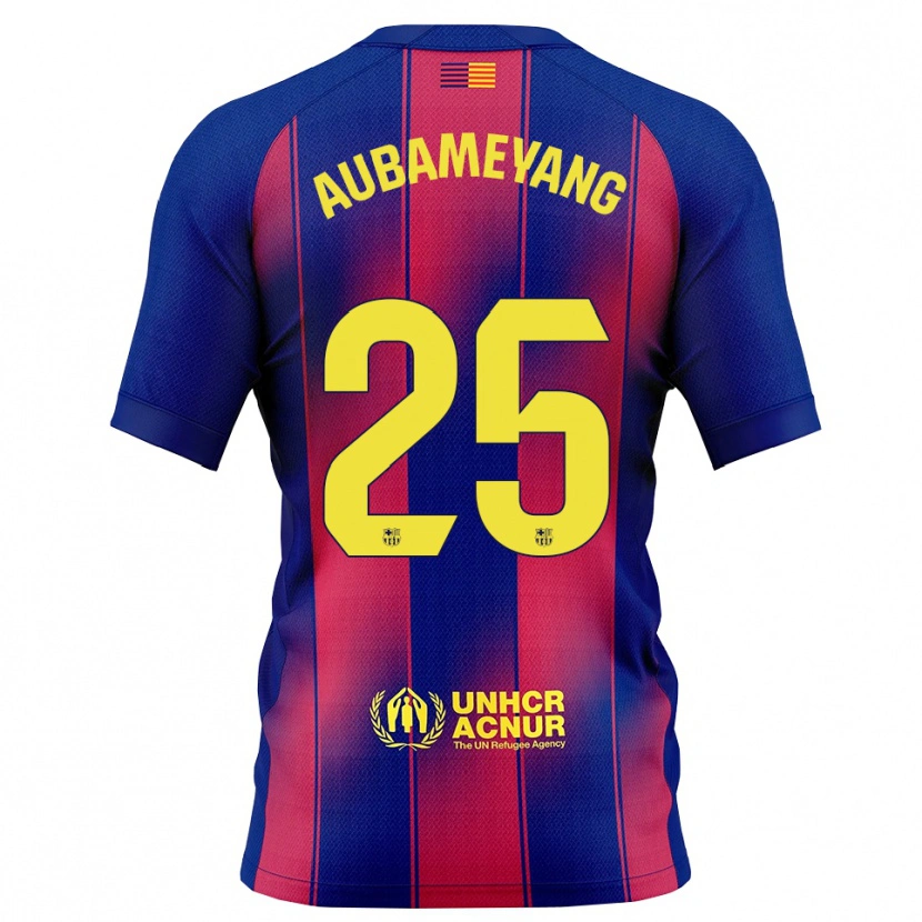 Danxen Kvinder Pierre Emerick Aubameyang #25 Blå Rød Hjemmebane Spillertrøjer 2025/26 Trøje T-Shirt