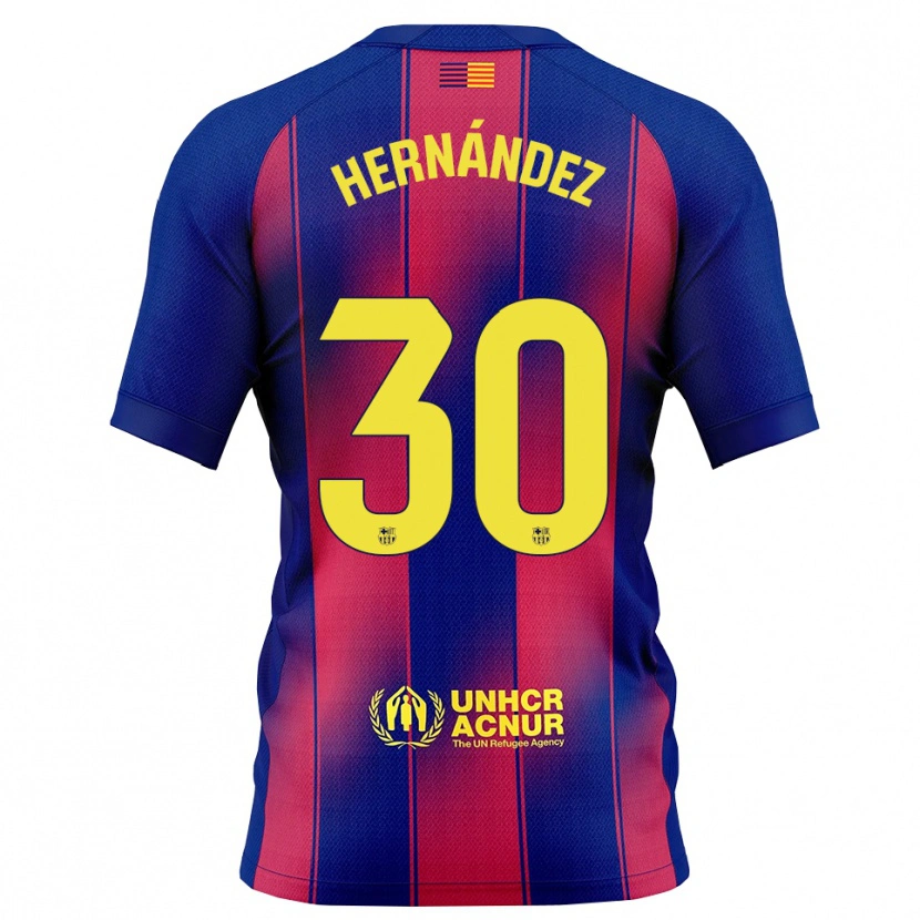 Danxen Kvinder Juan Hernández #30 Blå Rød Hjemmebane Spillertrøjer 2025/26 Trøje T-Shirt