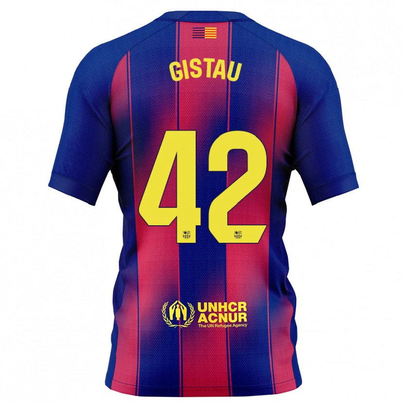 Danxen Kvinder Òscar Gistau #42 Blå Rød Hjemmebane Spillertrøjer 2025/26 Trøje T-Shirt