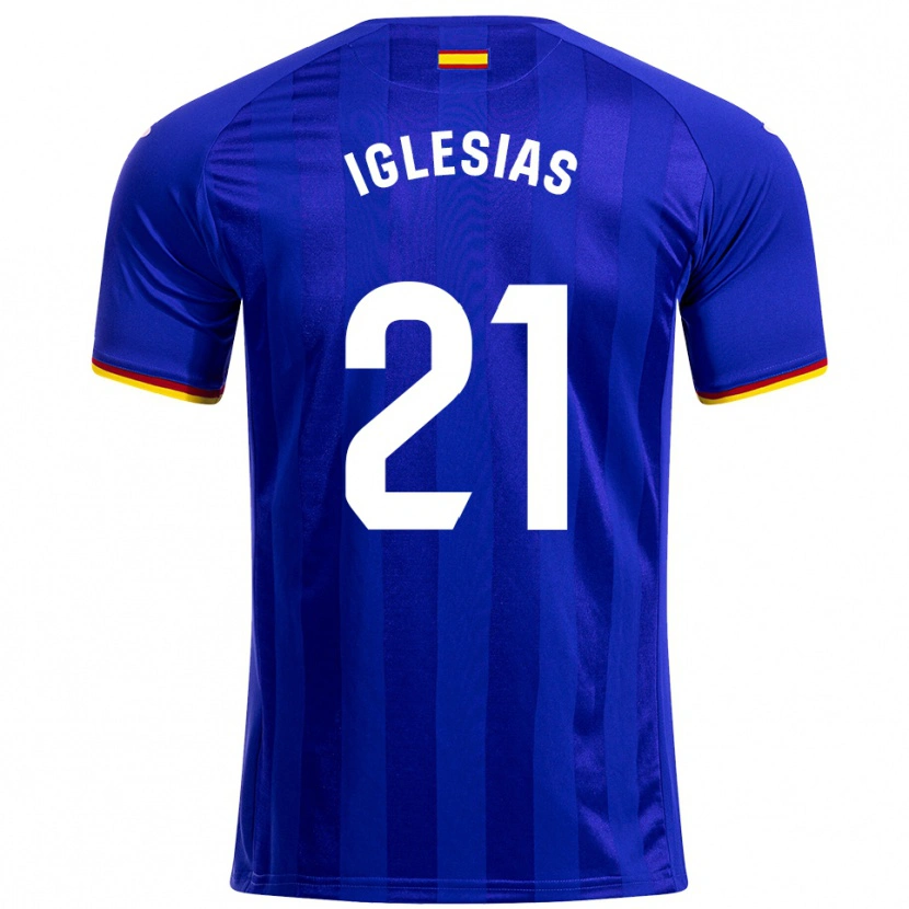 Danxen Kvinder Juan Iglesias #21 Blå Rød Gul Hjemmebane Spillertrøjer 2025/26 Trøje T-Shirt