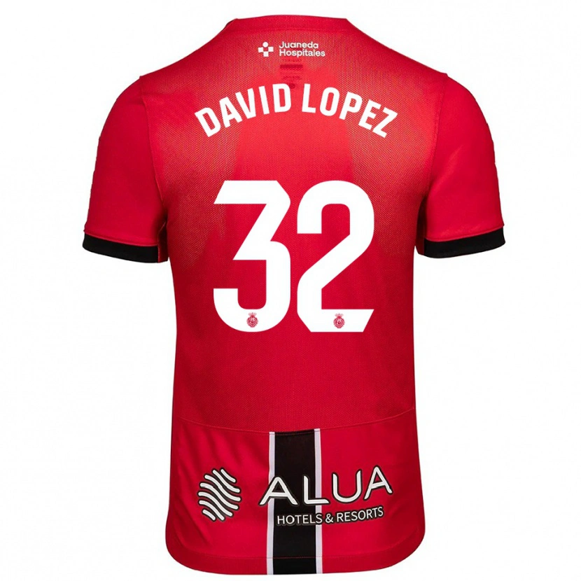 Danxen Kvinder David López #32 Rød Sort Hjemmebane Spillertrøjer 2025/26 Trøje T-Shirt