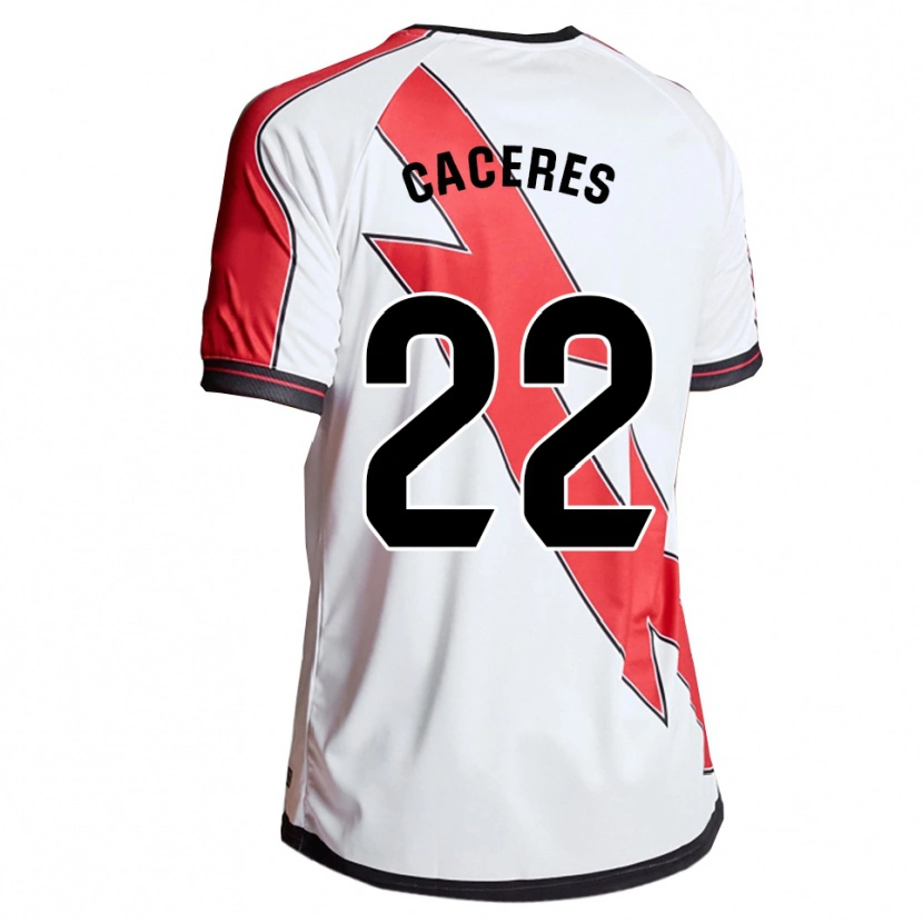 Danxen Kvinder Daniel Cáceres #22 Hvid Rød Hjemmebane Spillertrøjer 2025/26 Trøje T-Shirt