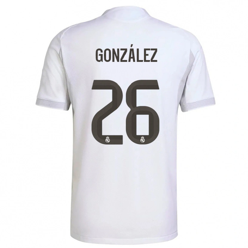 Danxen Kvinder Fran González #26 Hvid Gul Hjemmebane Spillertrøjer 2025/26 Trøje T-Shirt