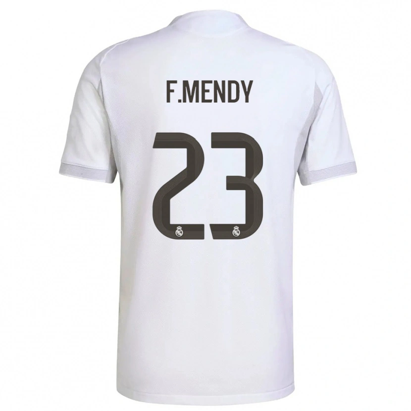 Danxen Kvinder Ferland Mendy #23 Hvid Gul Hjemmebane Spillertrøjer 2025/26 Trøje T-Shirt