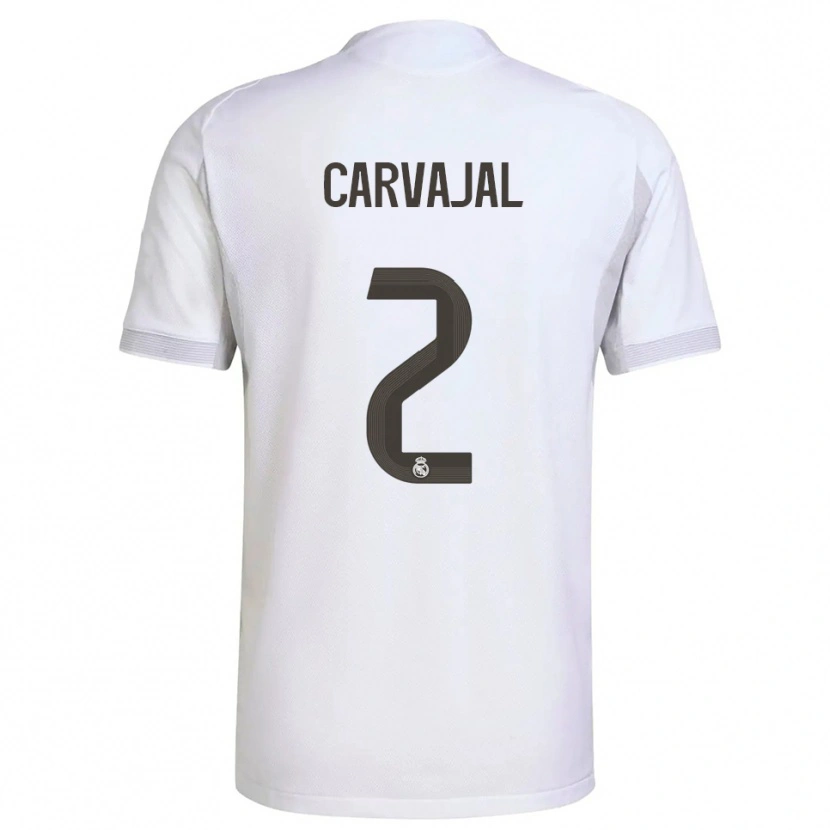 Danxen Kvinder Daniel Carvajal #2 Hvid Gul Hjemmebane Spillertrøjer 2025/26 Trøje T-Shirt