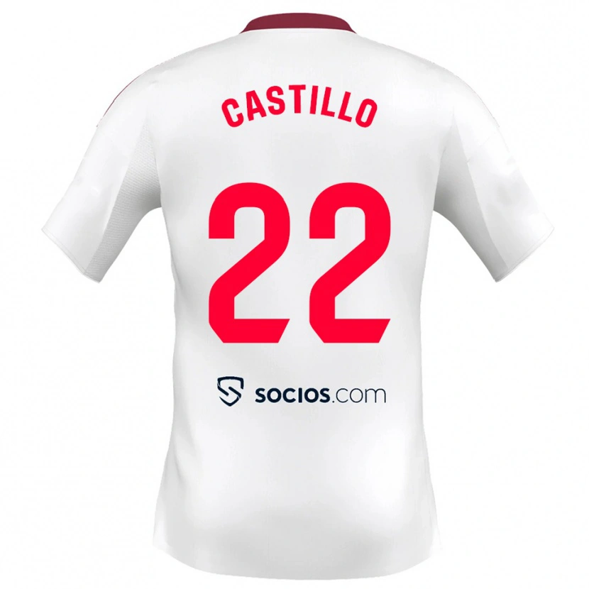 Danxen Kvinder José Castillo #22 Hvid Rød Hjemmebane Spillertrøjer 2025/26 Trøje T-Shirt