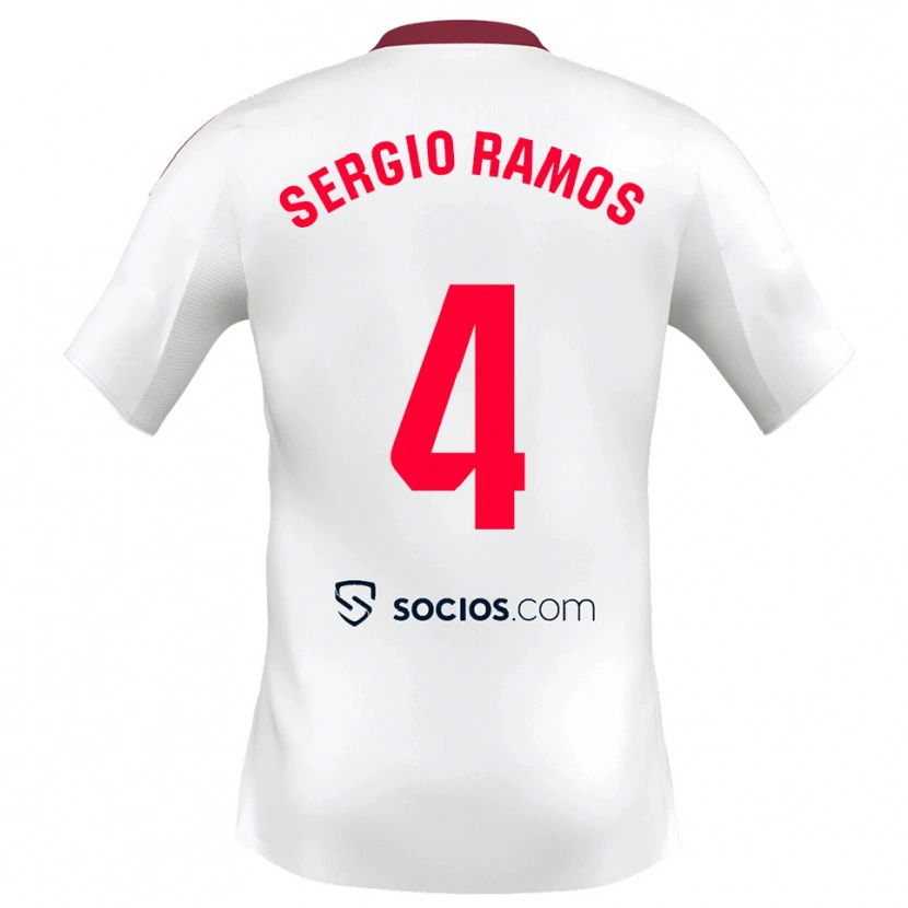 Danxen Kvinder Sergio Ramos #4 Hvid Rød Hjemmebane Spillertrøjer 2025/26 Trøje T-Shirt