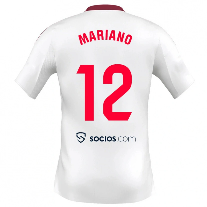 Danxen Kvinder Mariano Diaz #12 Hvid Rød Hjemmebane Spillertrøjer 2025/26 Trøje T-Shirt