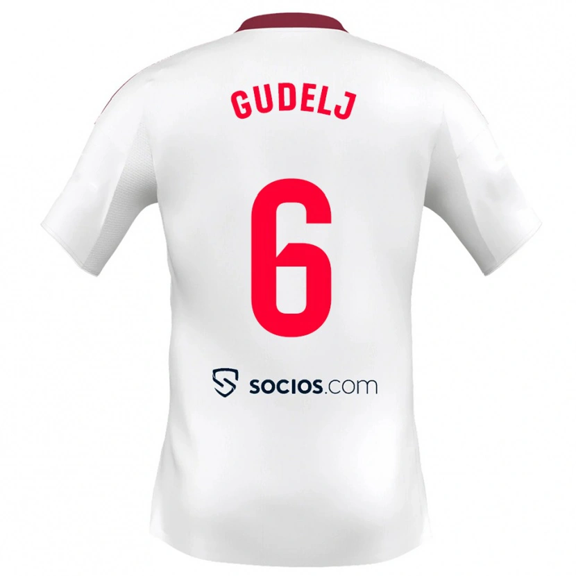 Danxen Kvinder Nemanja Gudelj #6 Hvid Rød Hjemmebane Spillertrøjer 2025/26 Trøje T-Shirt