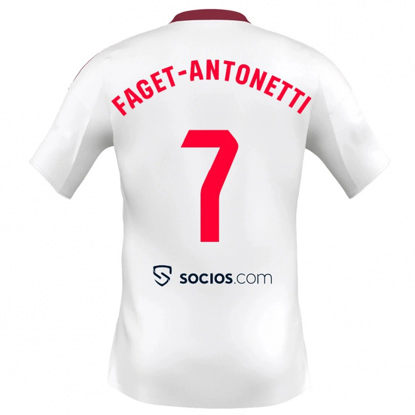 Danxen Kvinder Roméo Faget-Antonetti #7 Hvid Rød Hjemmebane Spillertrøjer 2025/26 Trøje T-Shirt