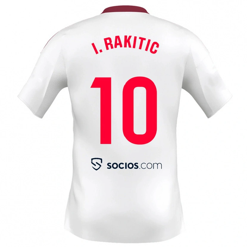 Danxen Kvinder Ivan Rakitic #10 Hvid Rød Hjemmebane Spillertrøjer 2025/26 Trøje T-Shirt