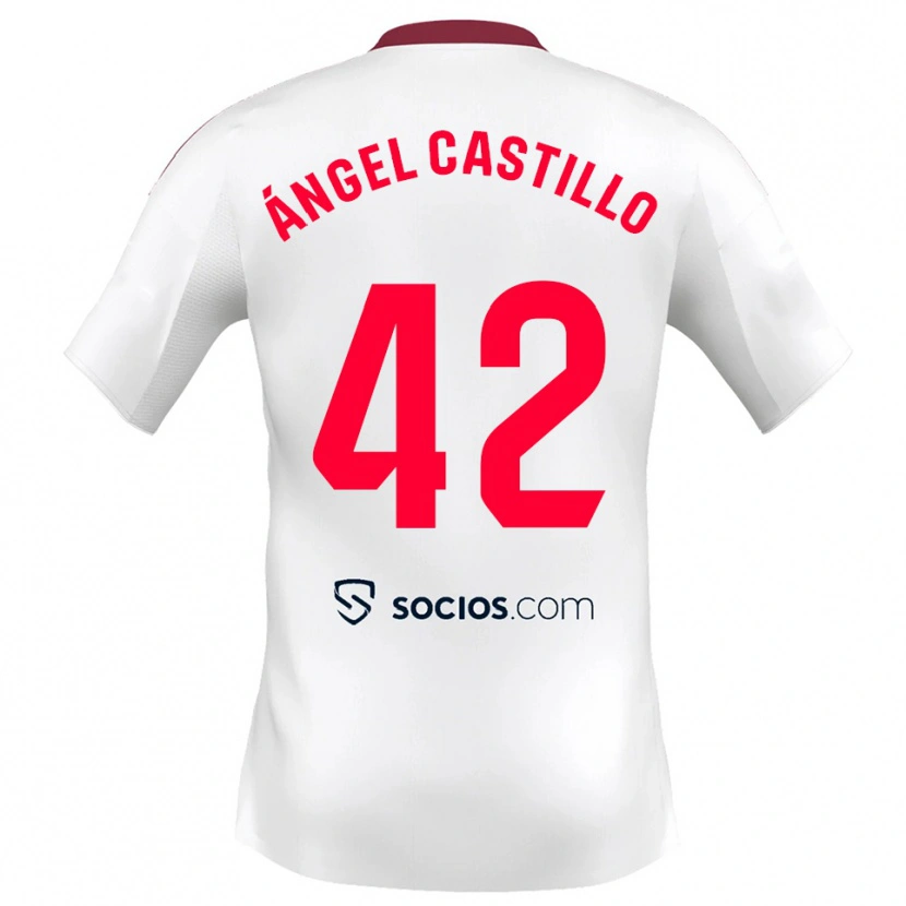 Danxen Kvinder Manuel Ángel Castillo #42 Hvid Rød Hjemmebane Spillertrøjer 2025/26 Trøje T-Shirt