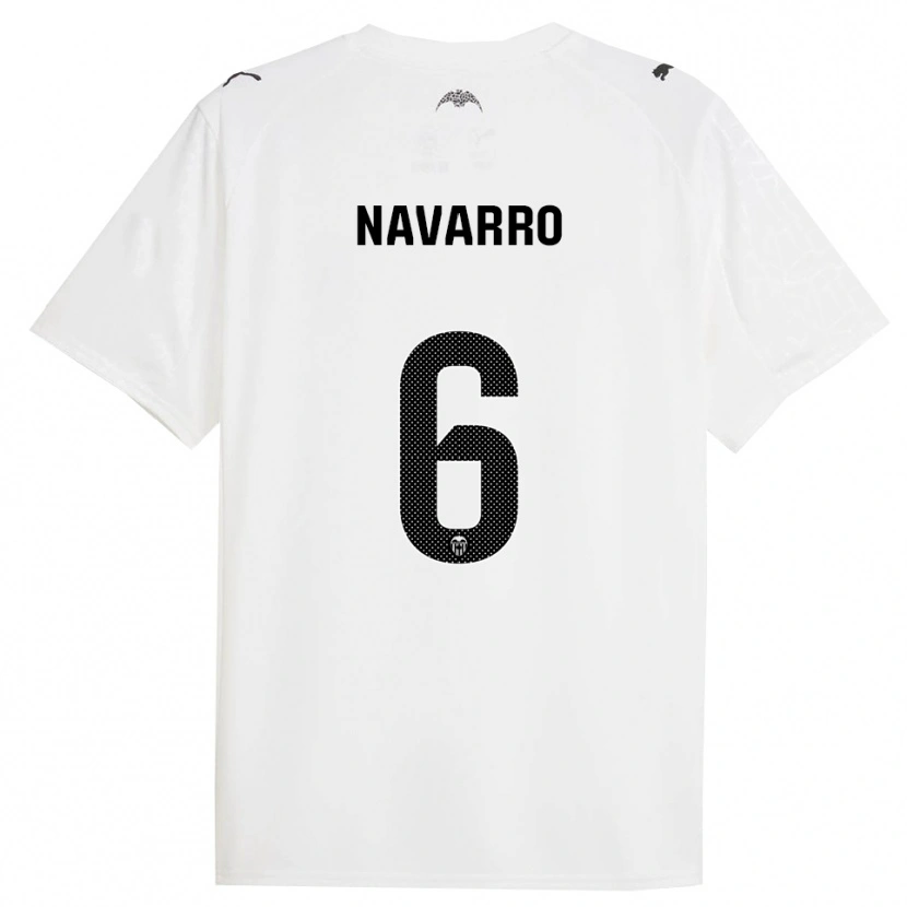 Danxen Kvinder Javi Navarro #6 Hvid Sort Hjemmebane Spillertrøjer 2025/26 Trøje T-Shirt