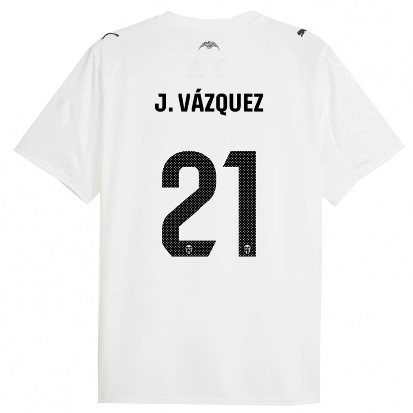 Danxen Kvinder Jesús Vázquez #21 Hvid Sort Hjemmebane Spillertrøjer 2025/26 Trøje T-Shirt