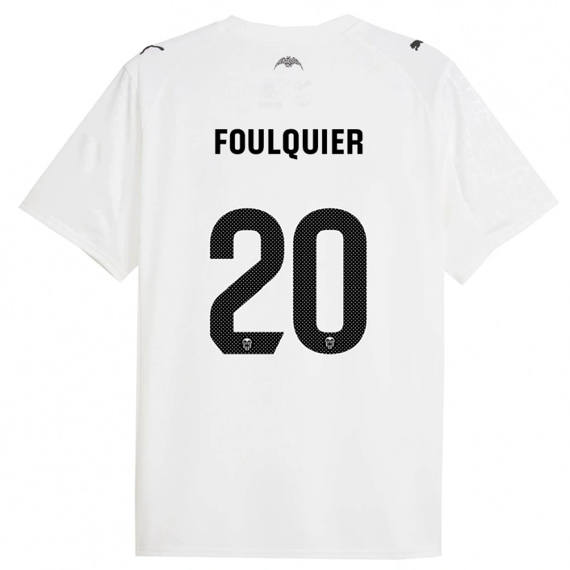 Danxen Kvinder Dimitri Foulquier #20 Hvid Sort Hjemmebane Spillertrøjer 2025/26 Trøje T-Shirt