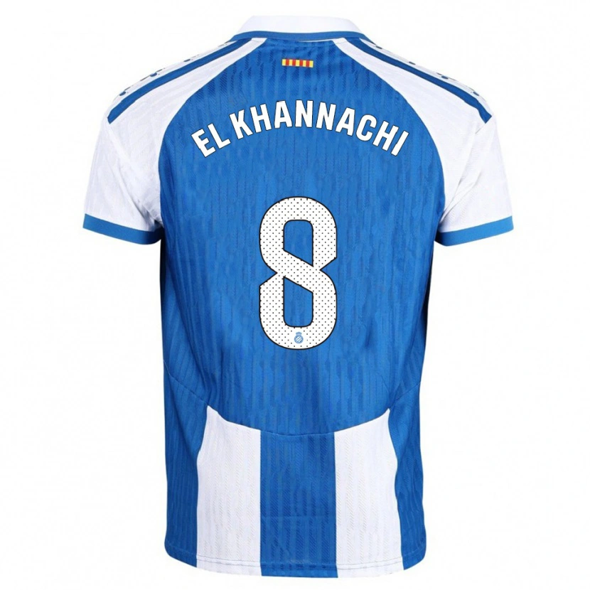 Danxen Kvinder Youssef El Khannachi #8 Blå Hvid Hjemmebane Spillertrøjer 2025/26 Trøje T-Shirt