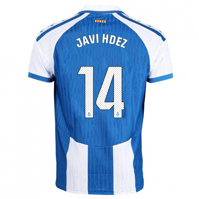 Danxen Kvinder Javi Hernández #14 Blå Hvid Hjemmebane Spillertrøjer 2025/26 Trøje T-Shirt