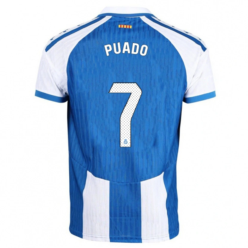 Danxen Kvinder Javi Puado #7 Blå Hvid Hjemmebane Spillertrøjer 2025/26 Trøje T-Shirt