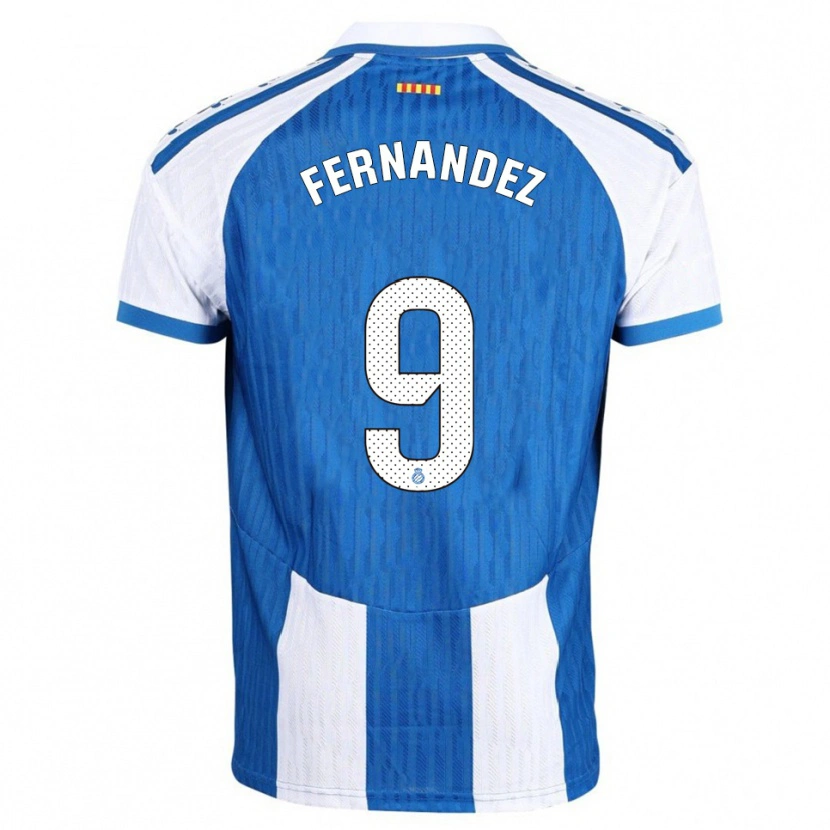 Danxen Kvinder Roberto Fernández #9 Blå Hvid Hjemmebane Spillertrøjer 2025/26 Trøje T-Shirt