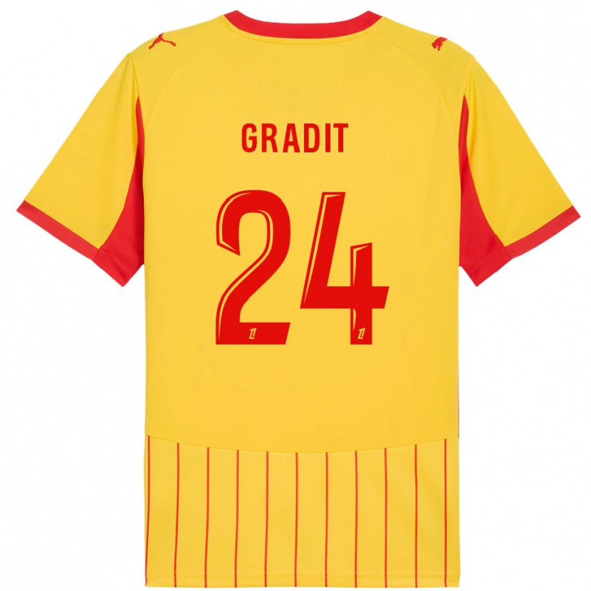 Danxen Kvinder Jonathan Gradit #24 Gul Rød Hjemmebane Spillertrøjer 2025/26 Trøje T-Shirt