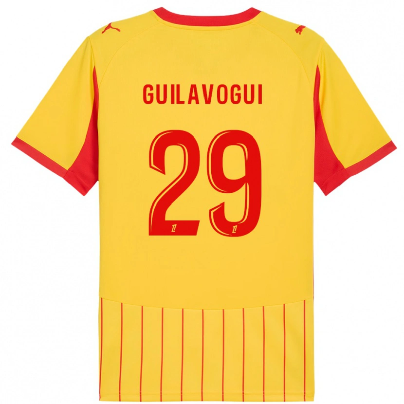 Danxen Kvinder Morgan Guilavogui #29 Gul Rød Hjemmebane Spillertrøjer 2025/26 Trøje T-Shirt