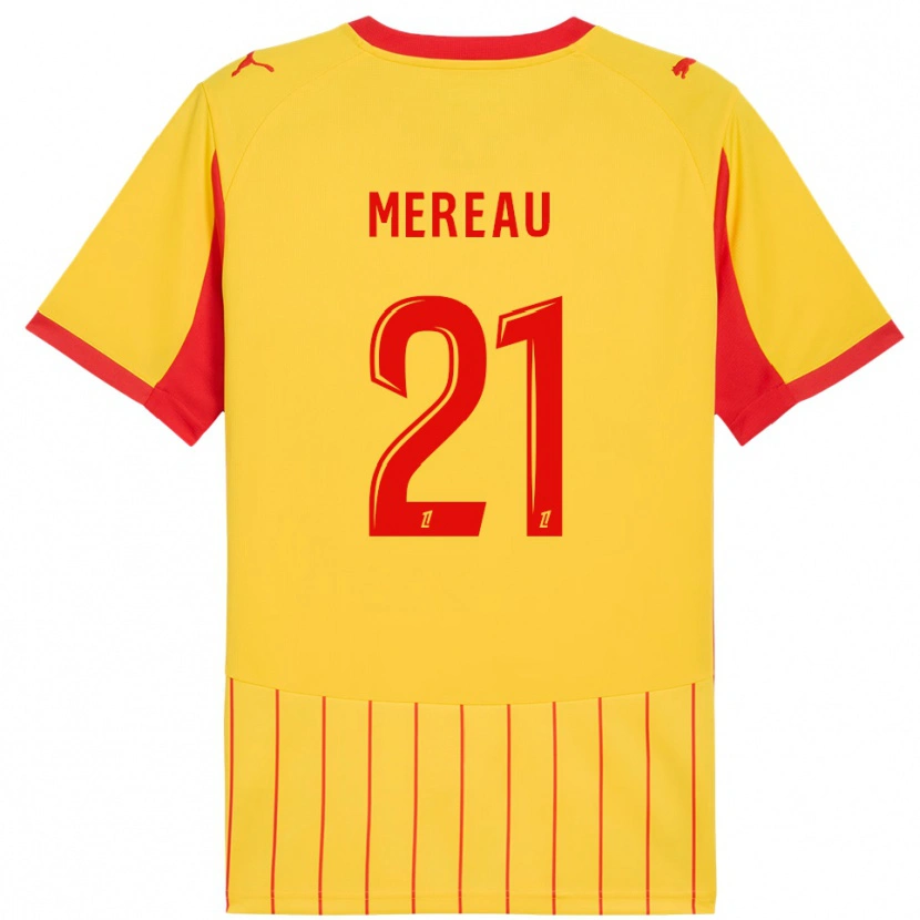 Danxen Kvinder Alizée Mereau #21 Gul Rød Hjemmebane Spillertrøjer 2025/26 Trøje T-Shirt